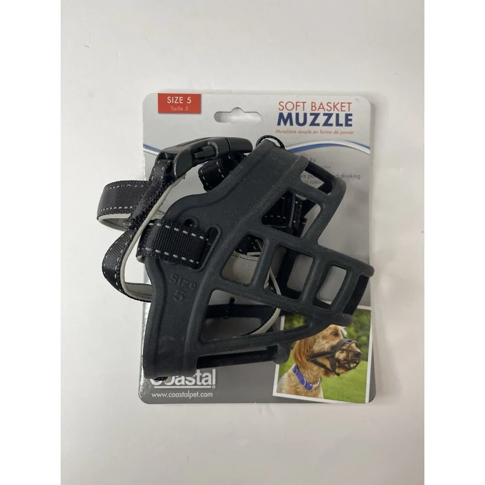 Coastal Soft Basket Muzzle Black Size 5 Retriever Doberman Boxer